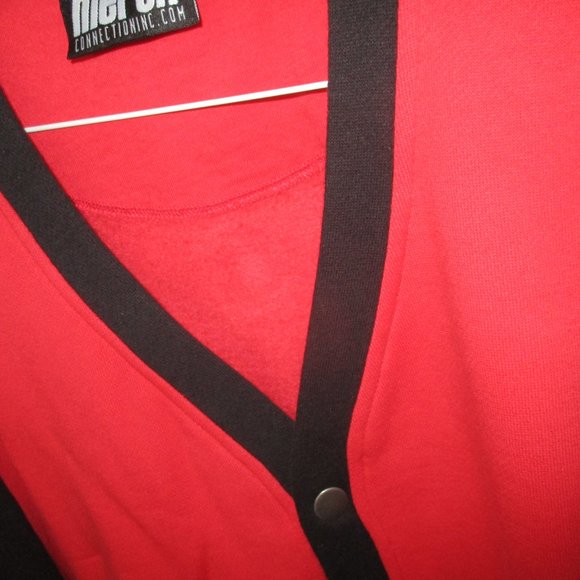 CARDIGAN FLEECE SPORT SWEATER BUTTON UP RED & BLACK SMALL NEW #32 - Picture 9 of 14